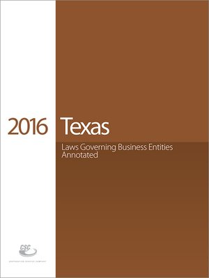 cover image of CSC Texas Laws Governing Business Entities